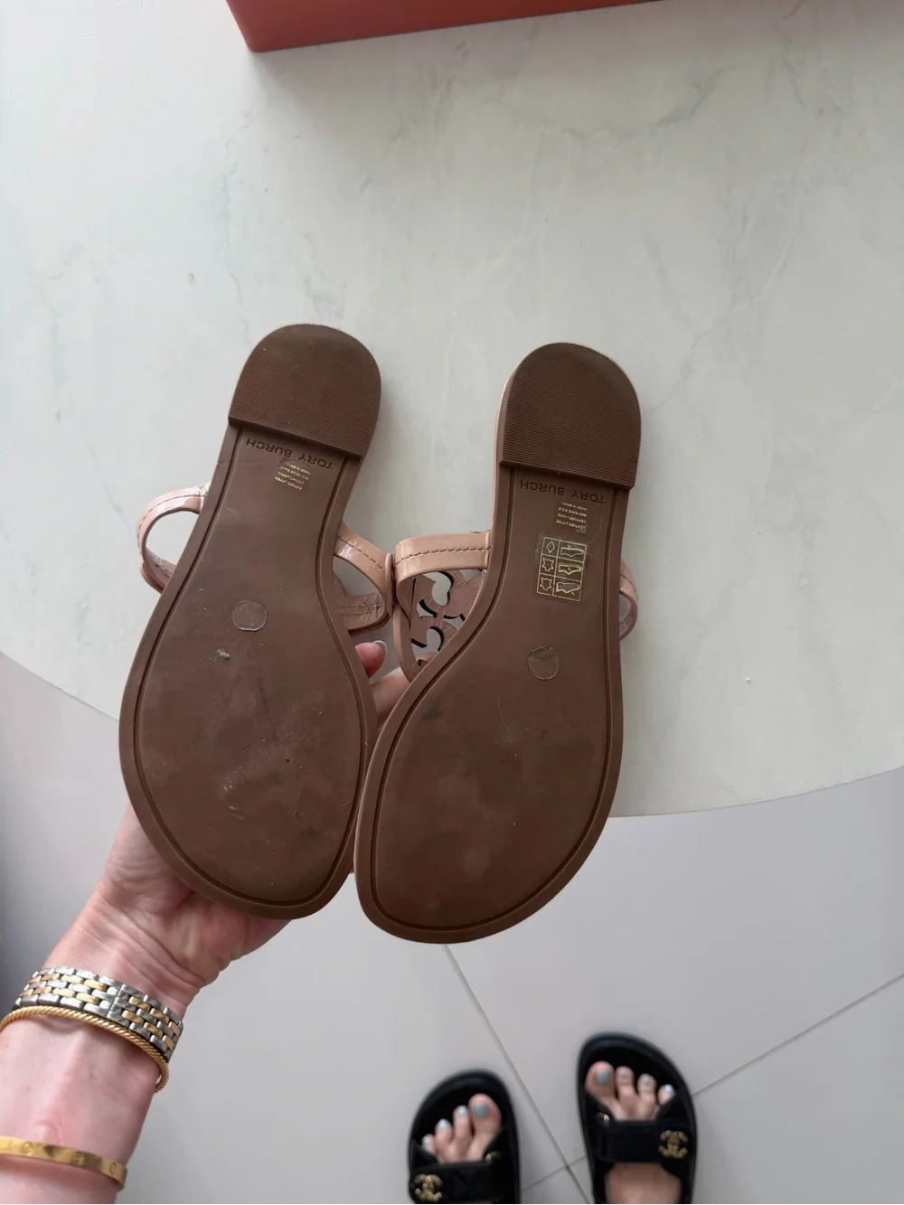 Tory Burch Leather Thong Sandals - Blush